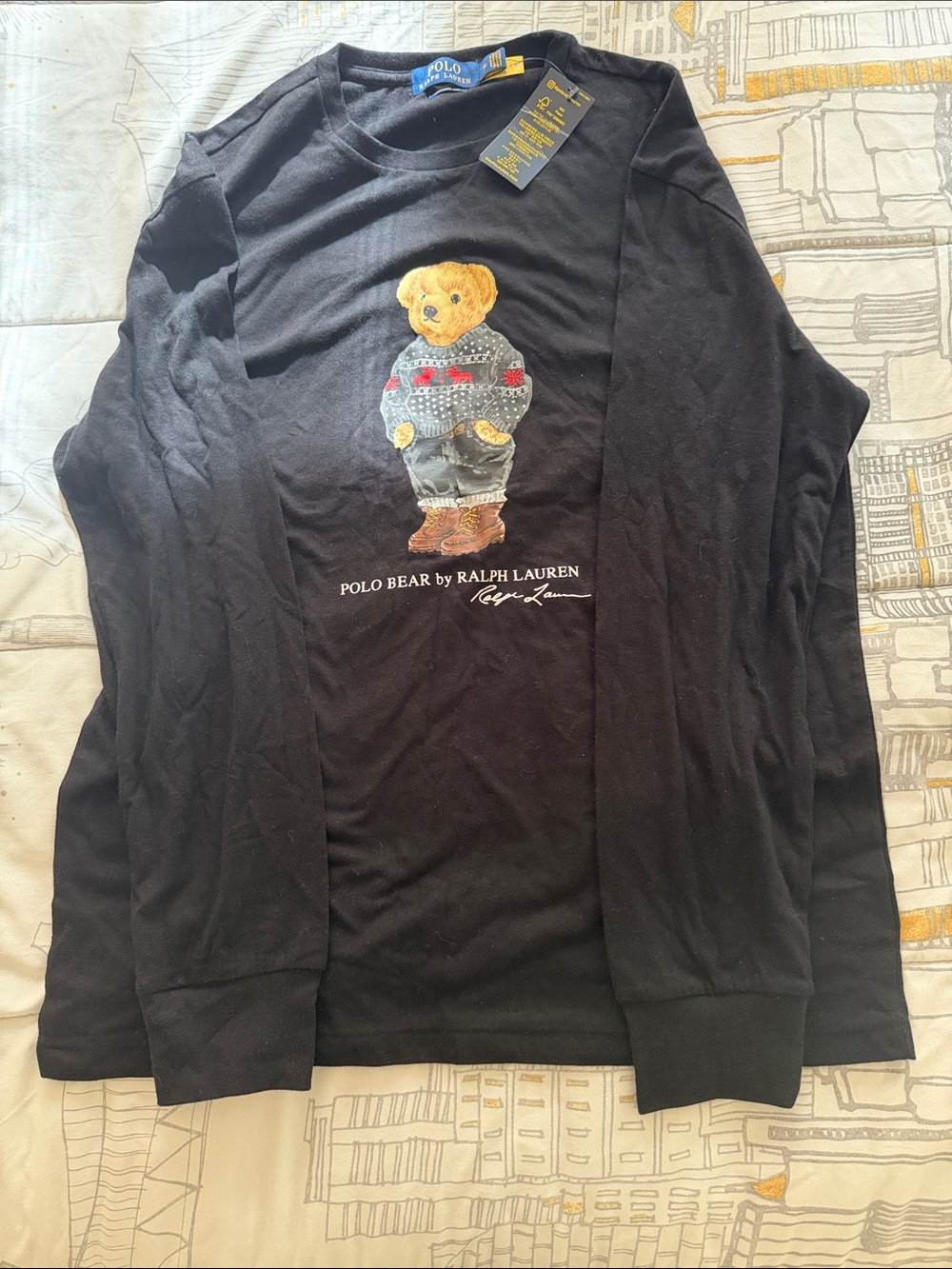 Ralph Lauren Black Polo Bear Crewneck Sweater
